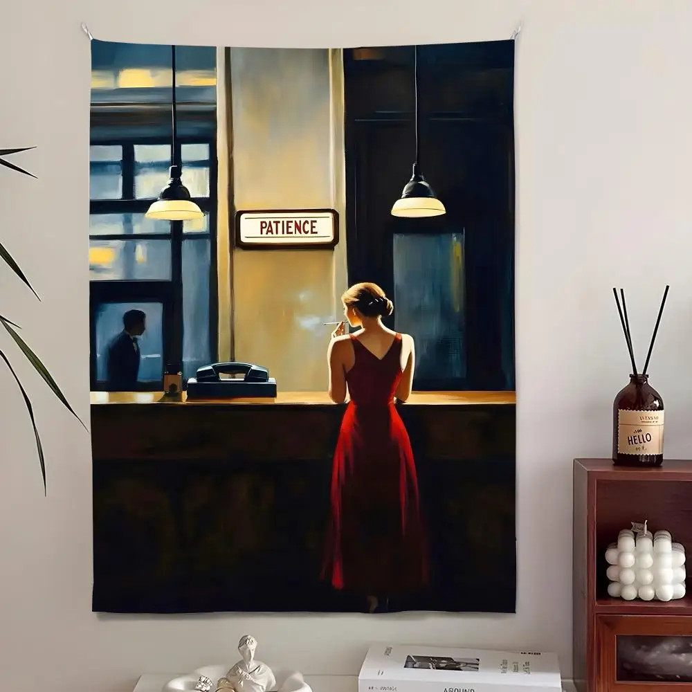 Artist E-Edward H-Hopper Tapestry Aesthetic Wall Tapestry Hanging Decor Microfiber Fabric Poster for Bedroom Living Room Home