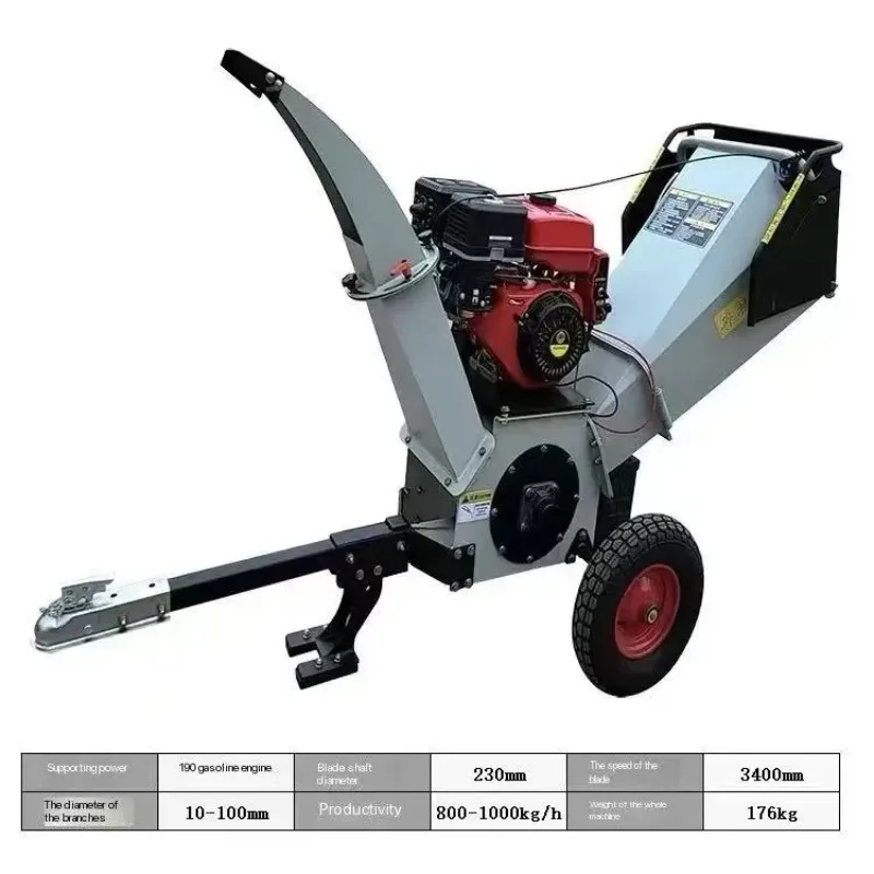 Wood  Shredder  Chipper  Machine  Dual  Powered  Engine  Motor  Trailer Mounted For Garden Farm Orchard Branches Logs Wood Waste