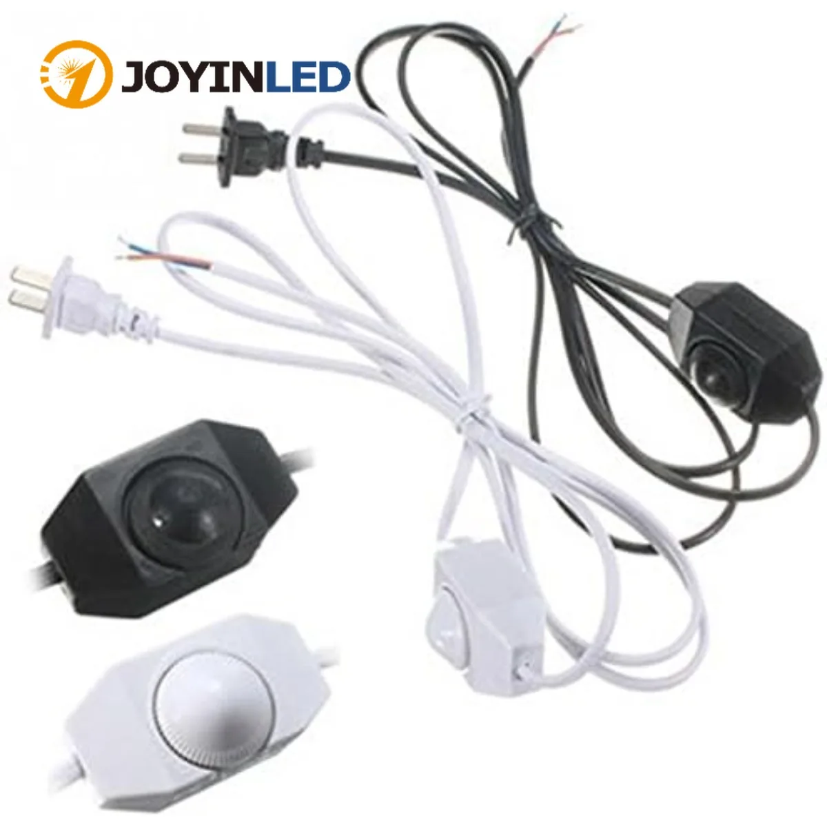 EU Plug Dimmable Electricity Wire Plug 1.8m Length Blcak/White Wire Line Cable with Dimmer Button Power Cord for Table Lamp