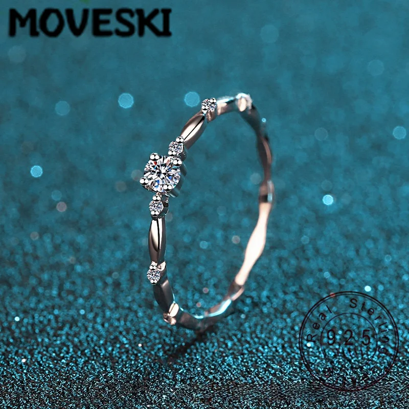 

925 Sterling Silver Moissanite Ring, Dainty Stackable Moissanite Band, Minimalist Hypoallergenic Jewelry for Women