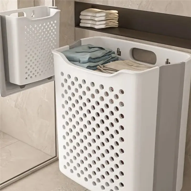 Fresh Foldable Laundry Basket Portable Handheld Dir Clothes Storage Basket Wall Mounted Home Use - view 5