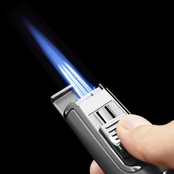 JOBON Metal Windproof Three Jet Flames Gas Cigar Lighter Outdoor BBQ Camping Gun Torch Igniter Kitchen Lighter Men's Gift