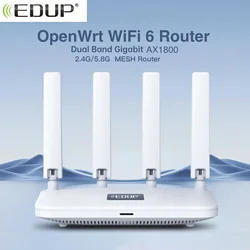 EDUP Openwrt Router W​ifi 6 Mash Router AX1800 2.4GHz 5GHz Dual Band Gigabit Wireless Routers High Gain Antennas Strong Signal