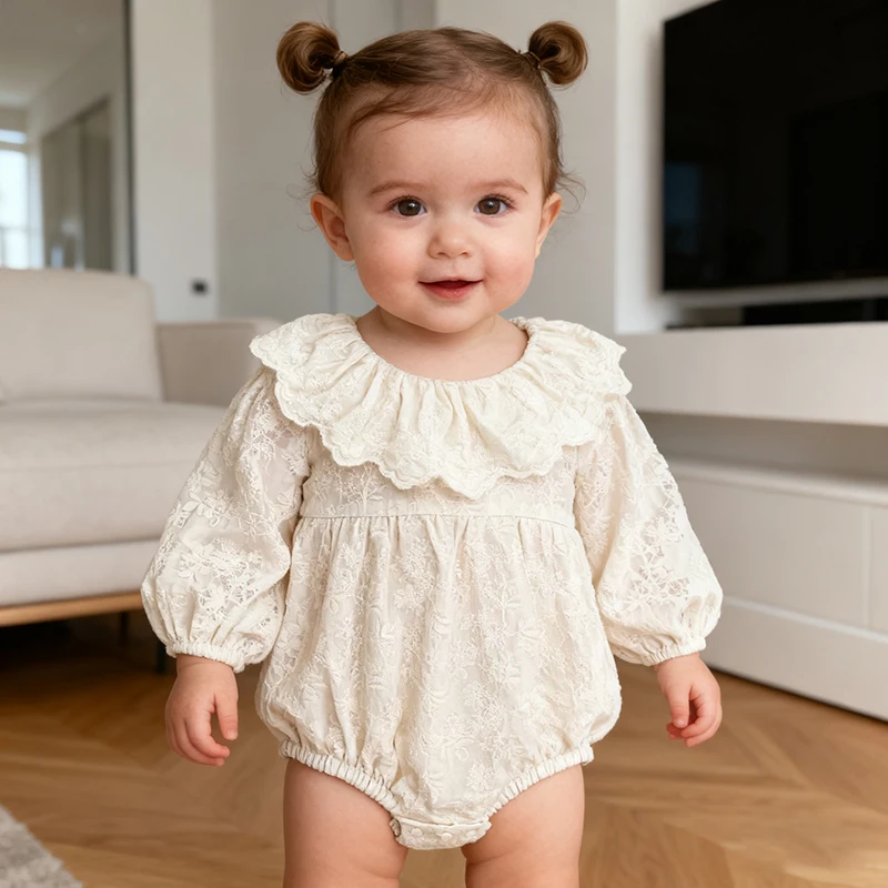 

Осеннее боди в корейском стиле для новорожденных от 0 до 24 месяцев, хлопковое боди с длинными рукавами и вышивкой для новорожденных девочек, модная одежда для маленьких девочек