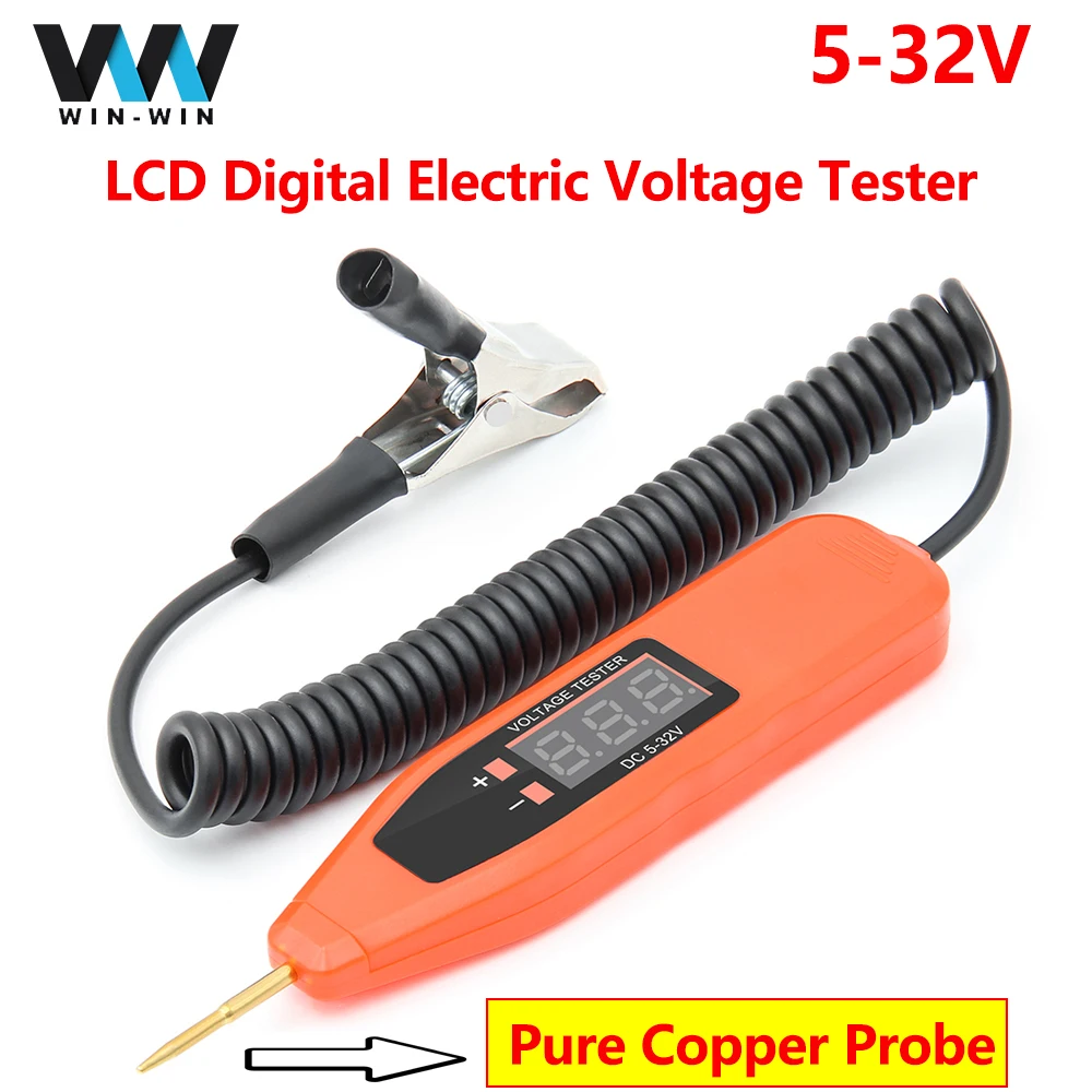 DC 5-32V Car Electrical Circuit Test Pen Digital Real time Electric Voltage display Power Test Copper Probe Fuse Switche Circuit