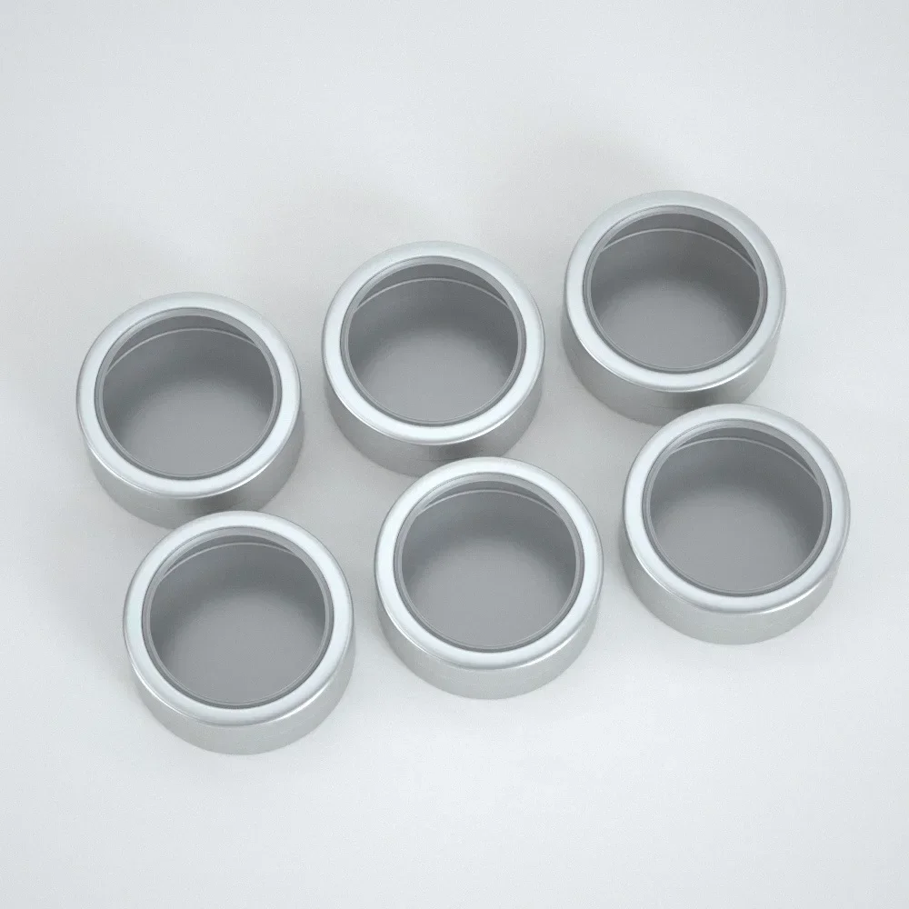 10-50pcs 25ml Round Aluminum Tin Box With Window Candle Jar Metal Lip Balm Gloss Cosmetics Container Candy Nails Art Storage Box