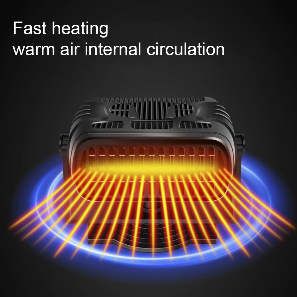 Electric Car Heater Air Cooler Fan 12V/24V Portable Demister Defroster Heating Fan 360 Degree Rotation Auto Heater