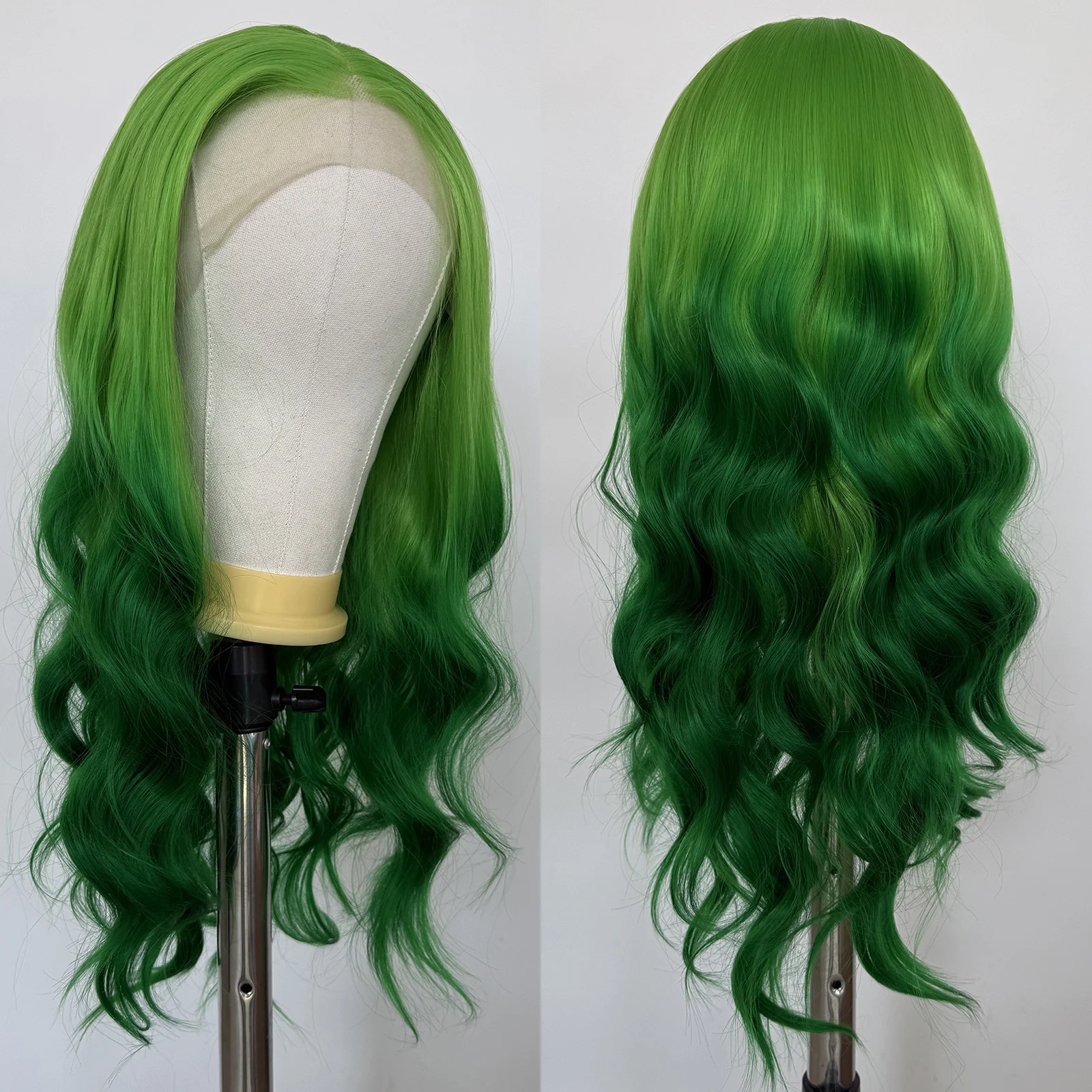 أومبير الأخضر طويل الجسم موجة شعر مستعار الاصطناعية 13X4 الدانتيل شعر مستعار أمامي للنساء مقاومة للحرارة شعري طبيعي ارتداء اليومي تأثيري الباروكات #1