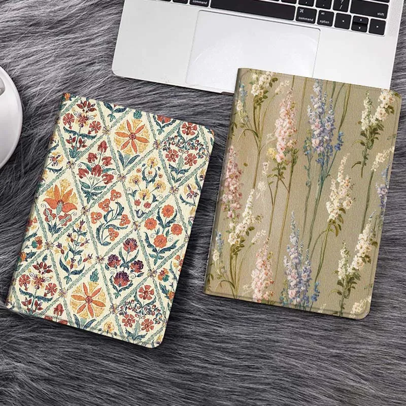 

Vintage Floral Pattern Design Tablet Case For Samsung Tab Galaxy S6 S11 A A7 A8 A9 A11 10.1 10.4 10.5 Plus Lite Gift