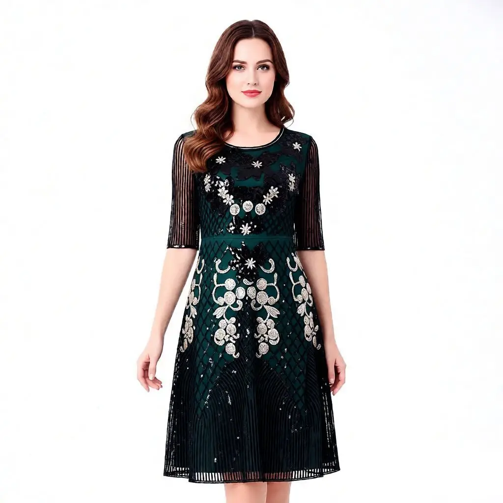 

Retro 920s Sequin Dr Women's Performance Gown Ele High-End Evening Dr iny Par Costume Stage Performance Outfit