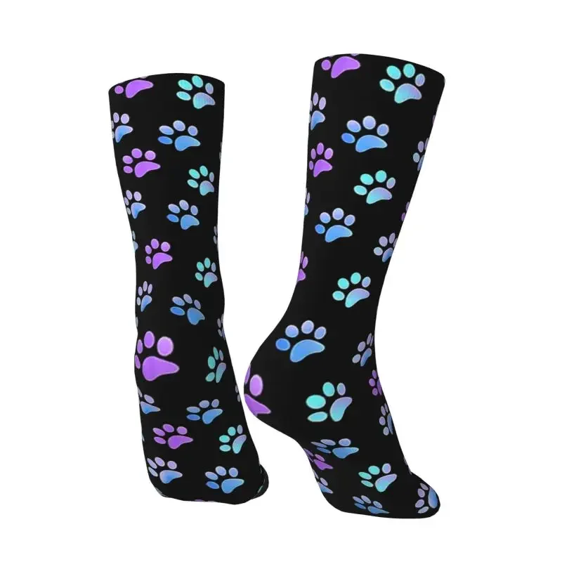 Blaue Galaxie Hunde pfote Kleid Socken Männer Frauen warme Mode Crew Socken