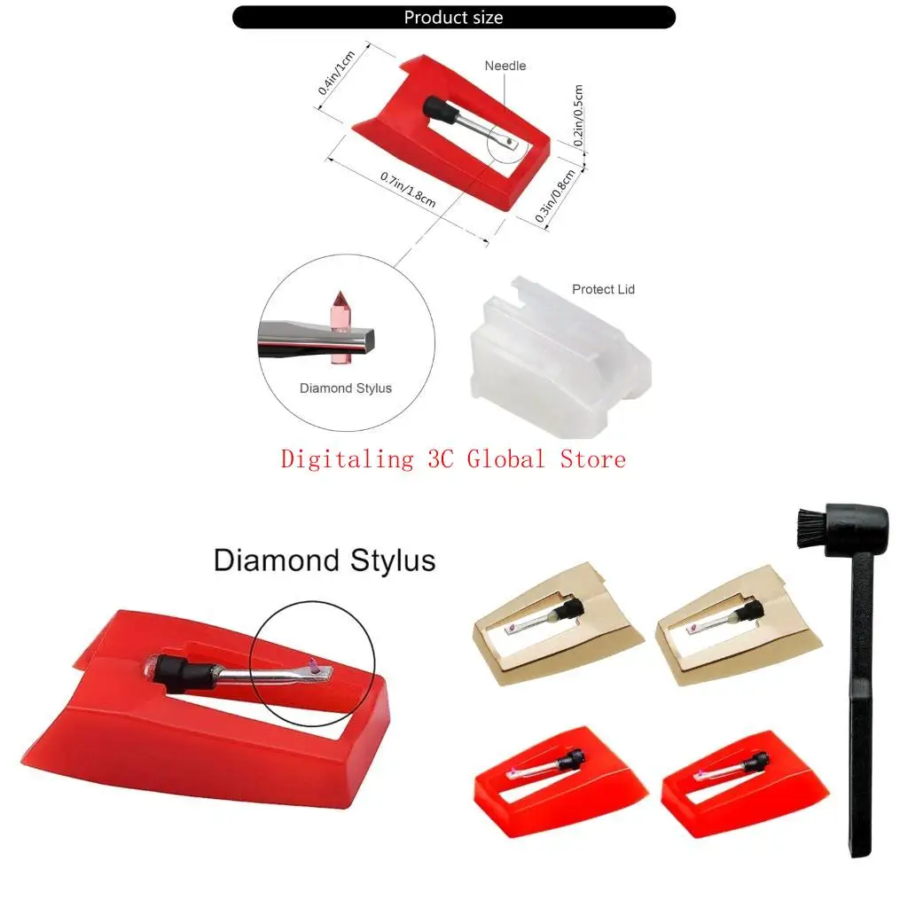  Record Player Needle Replacement Styluses Turntable Needle Phonograph Needle with Cleaning Brush for Vinyls Record Player