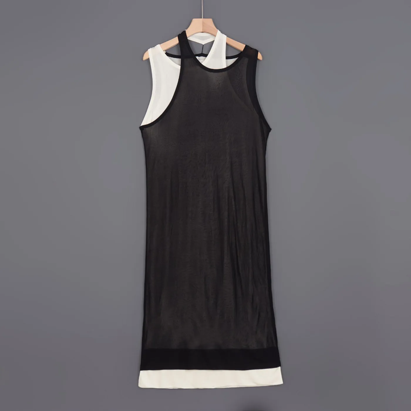 Standard Fit Layered Knit Midi Dress round Neck Casual Style Women's Dress Three-acetate Fiber No Brand Label Price 0 Yuan