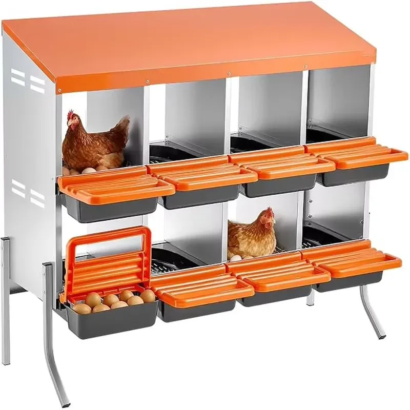 8 Holes Stackable and Durable Chicken Nesting Box with Stronger Legs for Chicken Coop