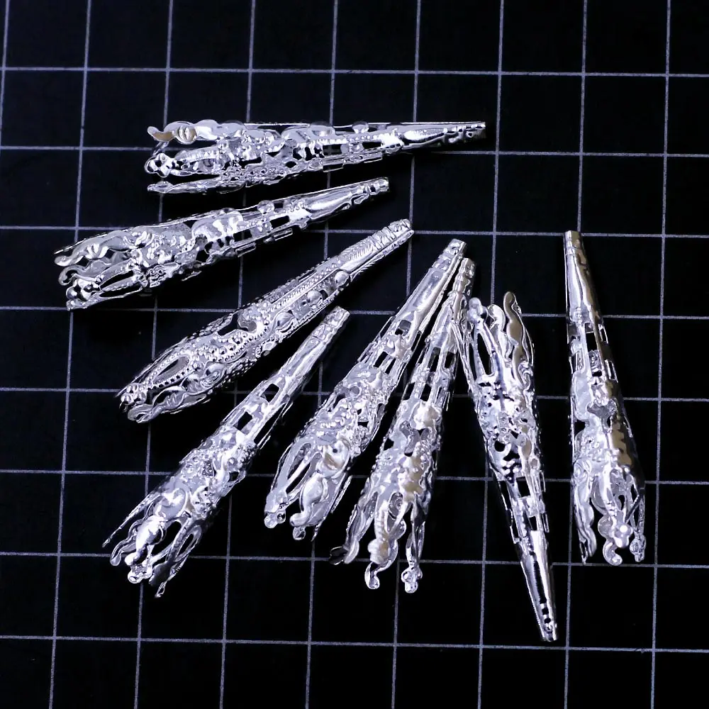3000Pcs End Caps Beads Cones Silver Plated Flower Hollow Alloy Filigree Flower 40mm