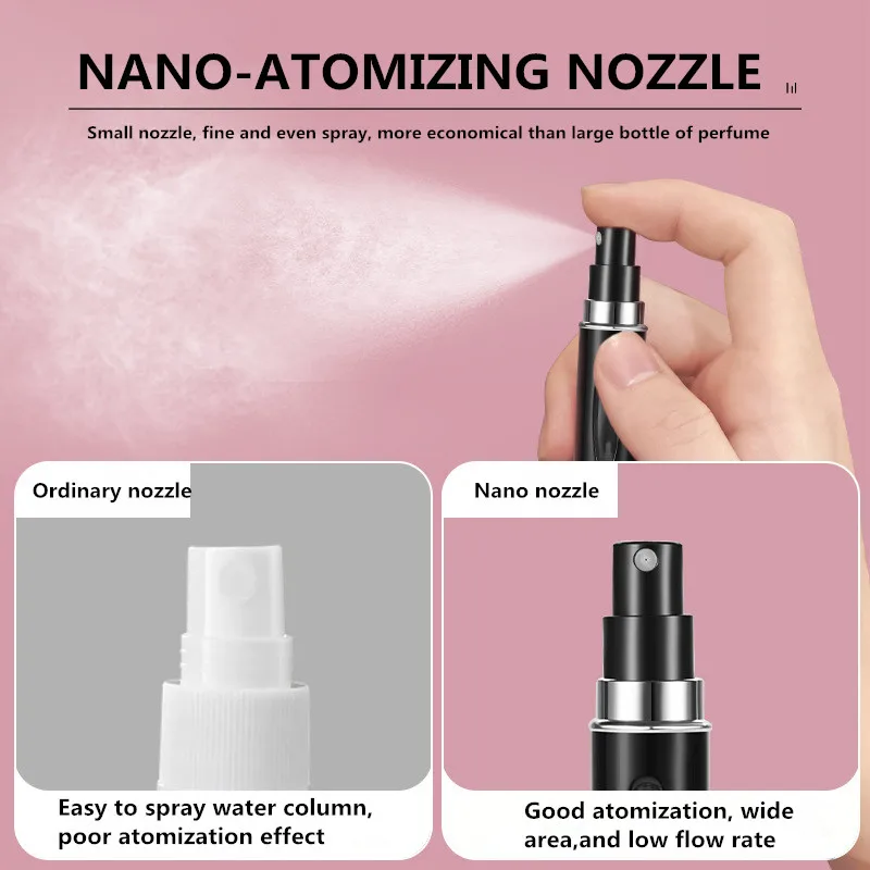 3/5Pcs 5ml 8ml Perfume Spray Bottle Travel Rotate Bottom Direct Charge Bottles Refillable Atomizer Portable Liquid Cosmetic Tool