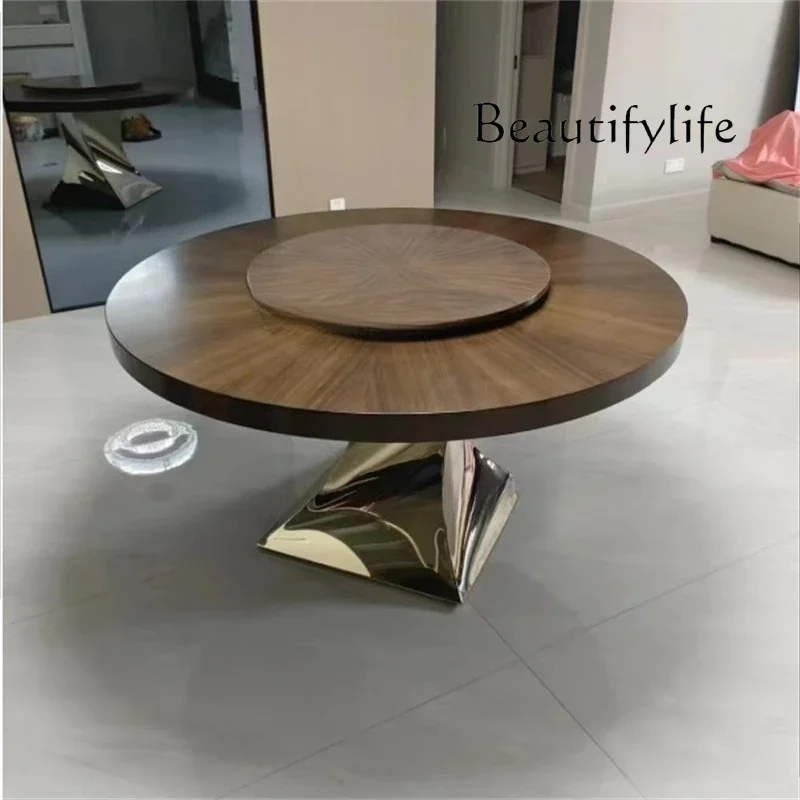 

restaurant table dining chair light luxury modern simple solid wood round dining table dining chair neoclassical American