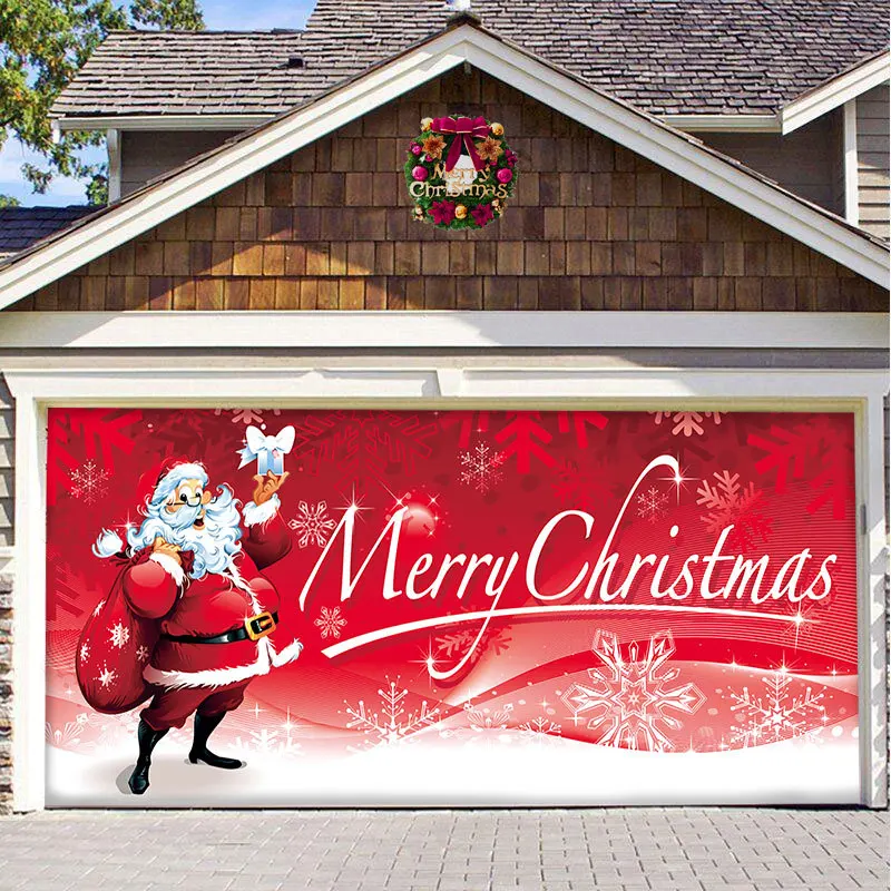 480x210cm Christmas Garage Door Banner Christmas Decoration Wall Papers For Living Room Door Club Garage Wall Decor Stickers