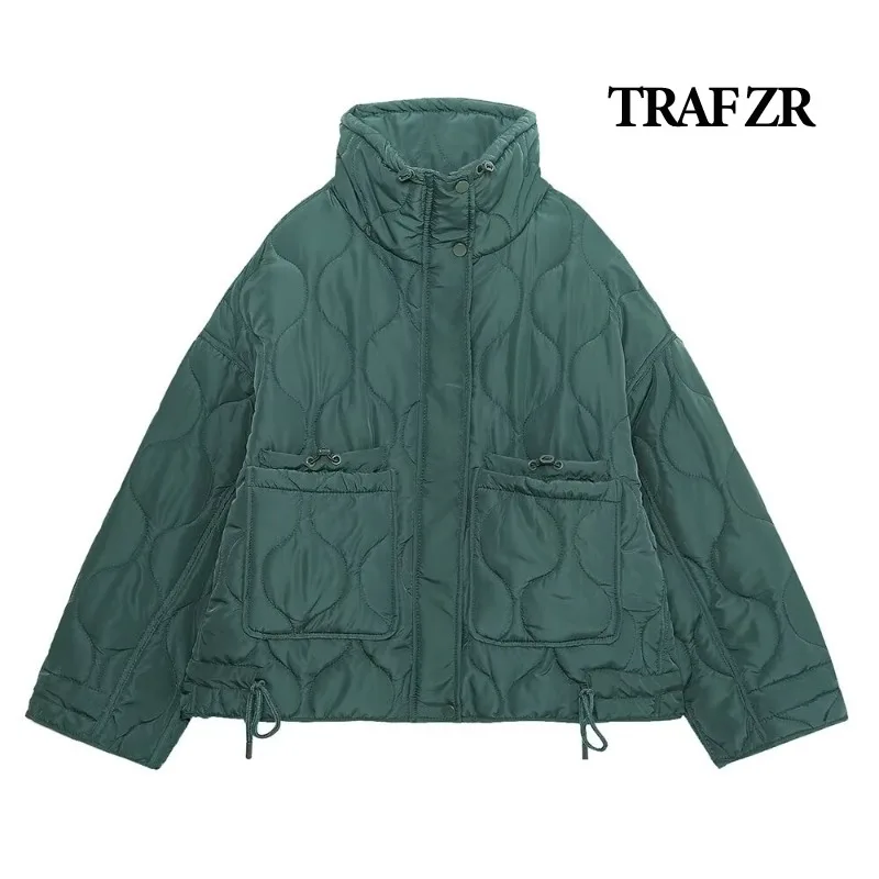 

TRAF ZR Snow Parka Новая верхняя одежда Теплые женские зимние пальто Винтажное стеганое пальто с высоким воротом Элегантные роскошные женские пальто