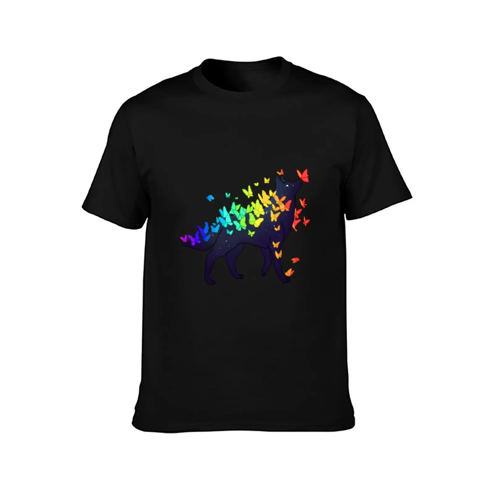 Rainbow Pride Galaxy Wolf T-Shirt Basic Daily Outfit Short Sleeve Tee T-Shirt