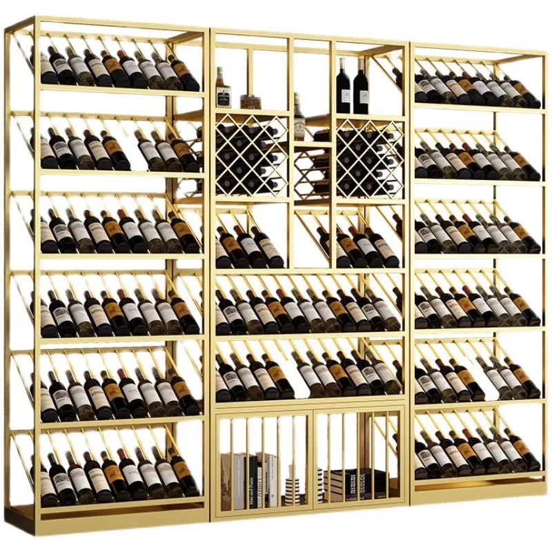

Winery floor-to-ceiling creative multi-layer wine cabinet wine cellar luminous red wine tea storage display rack against
