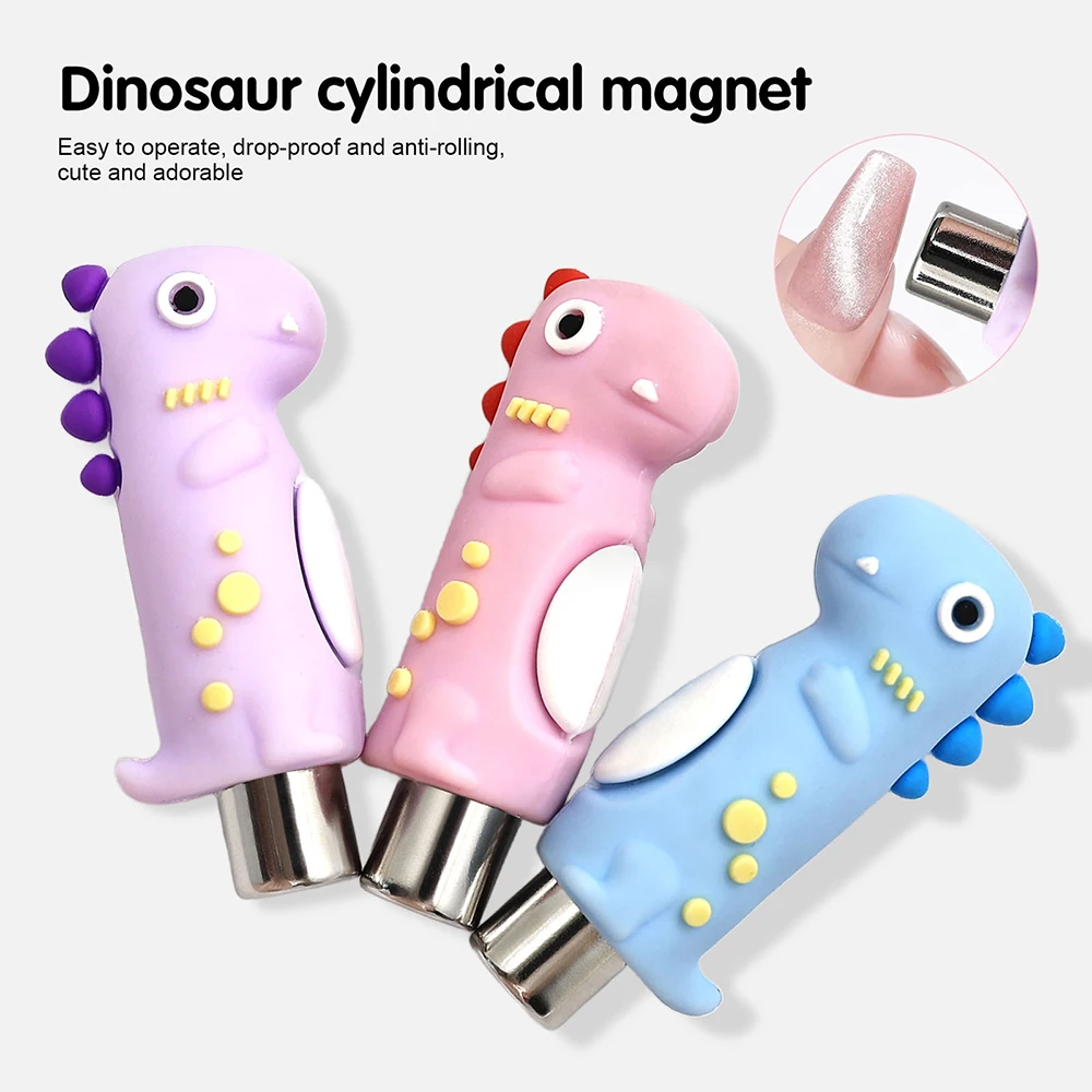 

Dinosaur Silicone Handle Nail Magnet Durable Strong Cat Eye Magnet Manicure Supplies Single Head Magnet For Nails Nail Art Tools