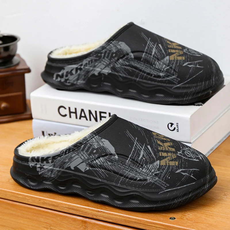 شبشب شتوي للجنسين مقاس 46 47 أحذية منزلية داخلية غير قابلة للانزلاق ناعمة دافئة مقاومة للماء أحذية قطنية منزلية كبيرة جدًا