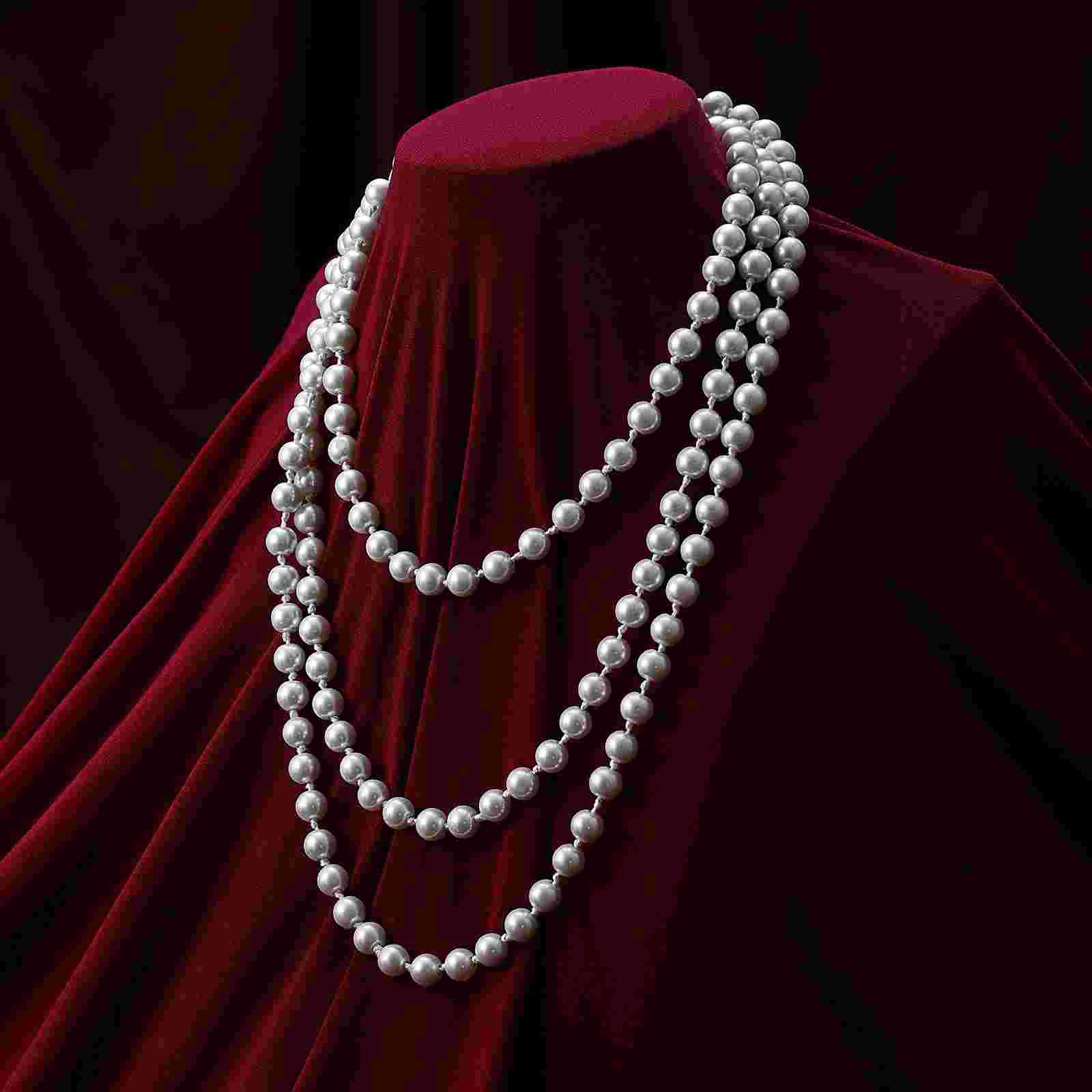 

1 5M Pearls Necklace Long Pearls Necklace Pearls Necklace for Wedding Costume Party Decoration ( White )