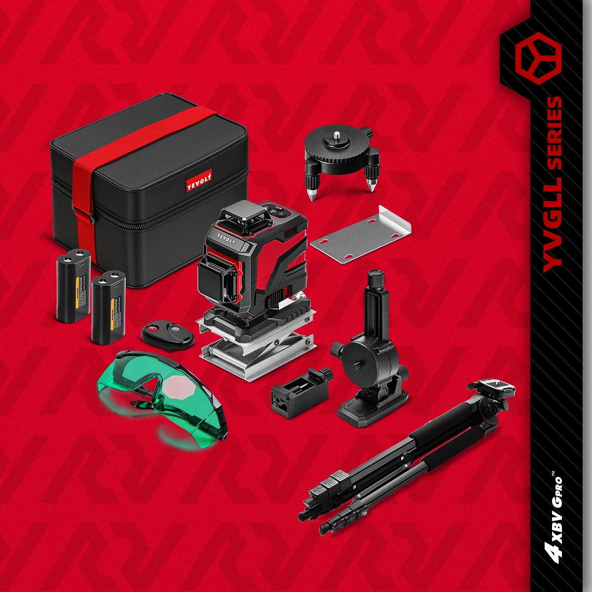 

YEVOLT YVGLL4XS16 360°x4 16-Line Cross Line Laser Level GyroLock Self-Leveling Floor Squaring Kit High-Accuracy 30m Long Range