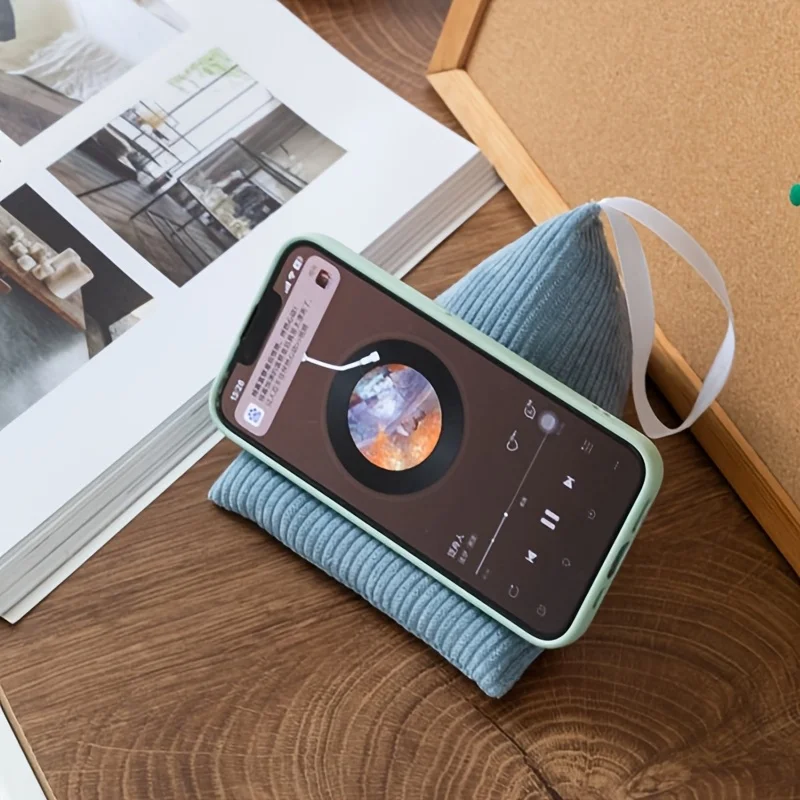 1pc suporte de telefone travesseiro, cor sólida criativo mini suporte de almofada de escritório para smartphone-organizador de mesa, travesseiro compacto, base antiderrapante