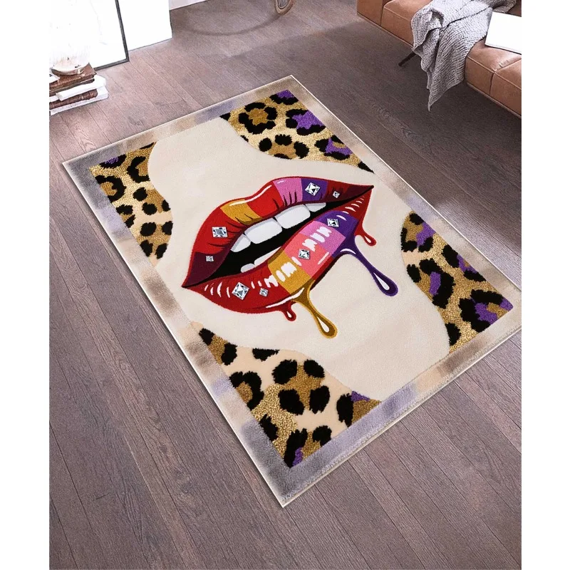 Leopard Red Lips Series Carpet Retro Punk Carpet Women's Room Decoration Floor Mat Creative Sexy Mouth Pattern Door Mat
