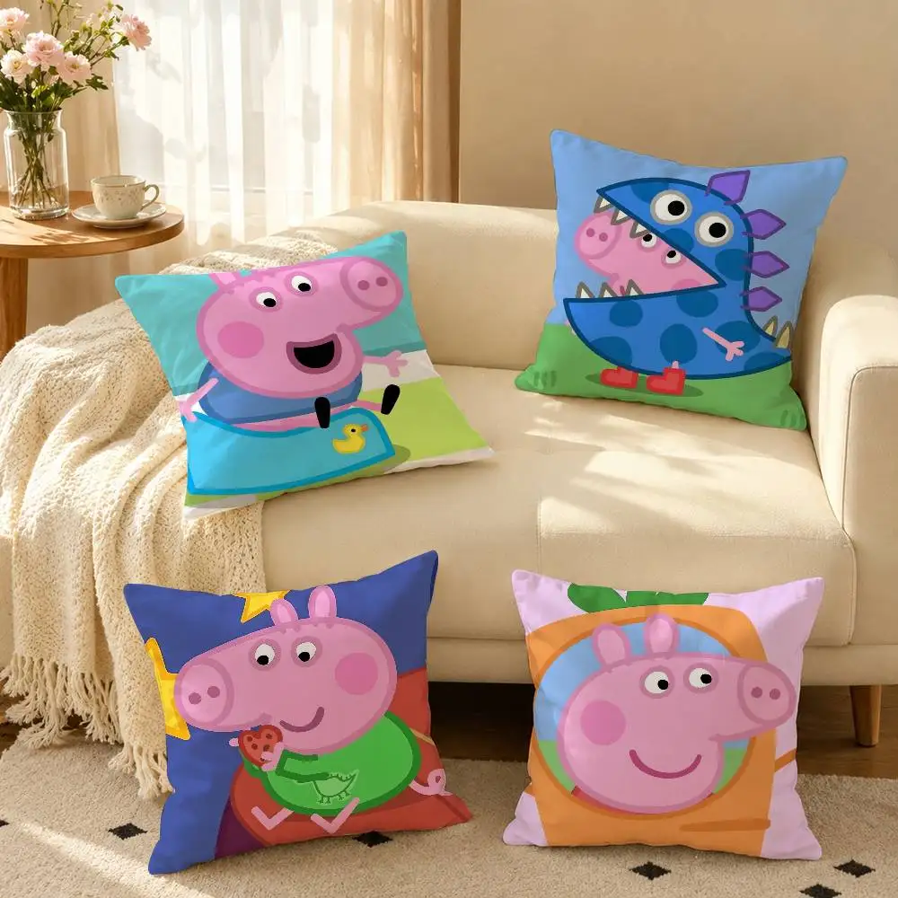 Pink P-P-Peppas-es Pigs  Square Double-Sided printed Pillow Case Bedroom Bedside Pillow Sofa Cushion Cover