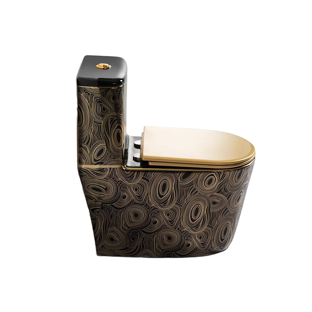 Hotel luxury gold modern design ceramic sanitary ware black toilet toilet bathroom closet ceramic