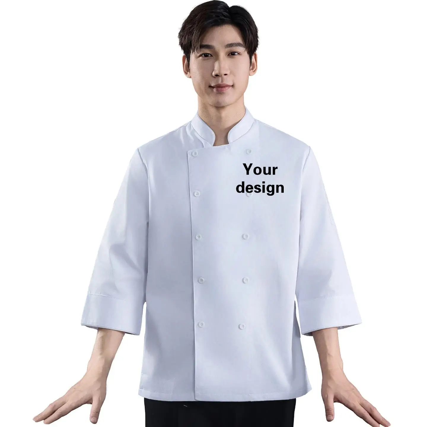 Custom Professional Kitchen Jacket Print Logo Personalized Design Pattern Restaurant Pastry Baking Cake White Workwear Coat Top
