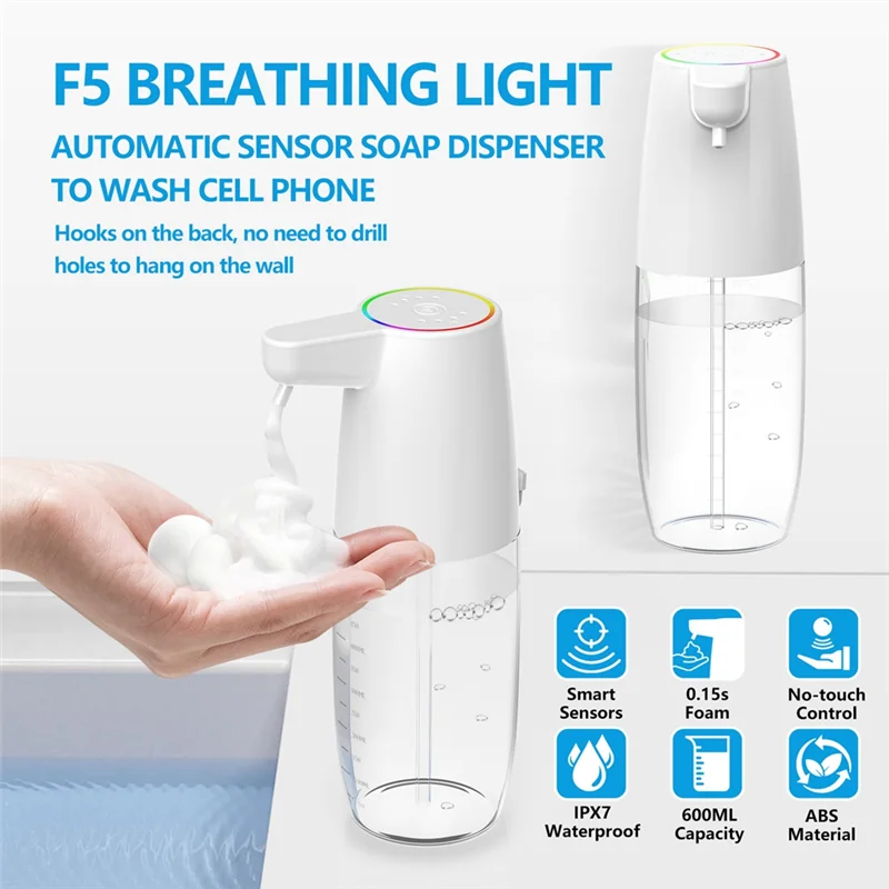 

A85I-600Ml Automatic Soap Dispenser Infrared Sensor Type-C Charging Touchless Smart Liquid Soap Dispenser