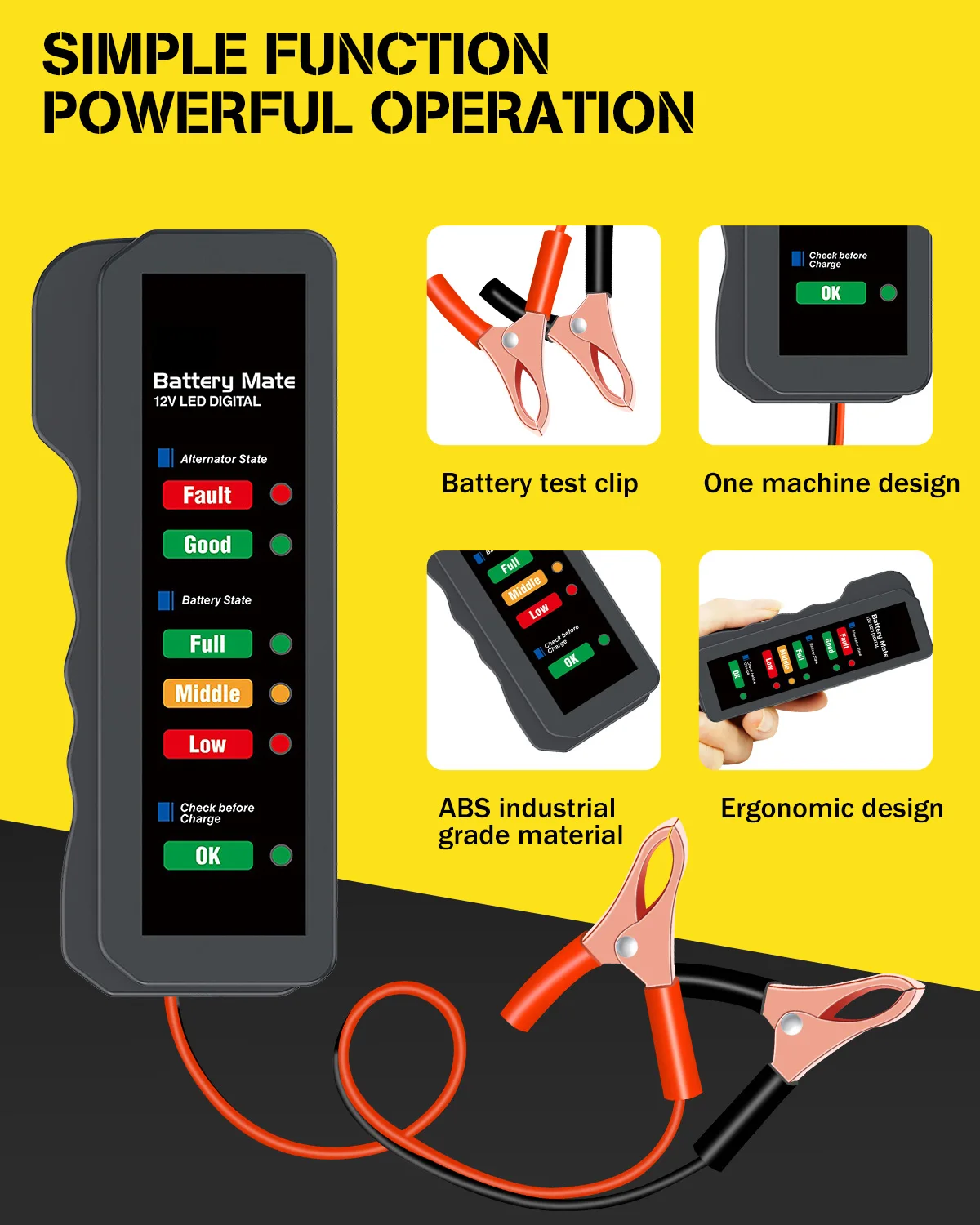 6-digit LED Display Car Battery Tester Testing Tool Charger Analyzer 12V Voltage Battery Detector Scanner Diagnostic Tool