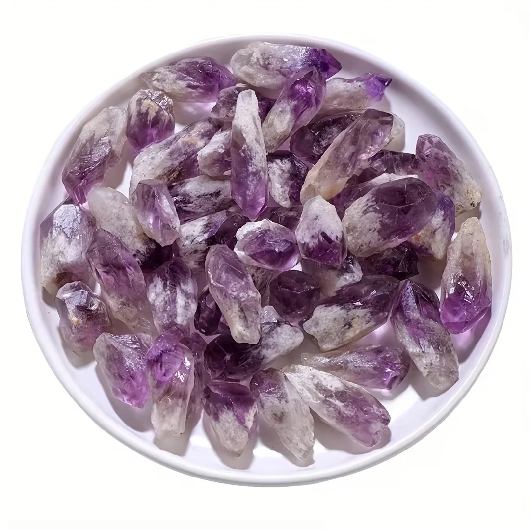 Natural Amethyst Tooth Raw Crystal Point Unpolished Rough Stone For DIY Jewelry Making Pendant Craft Accessories