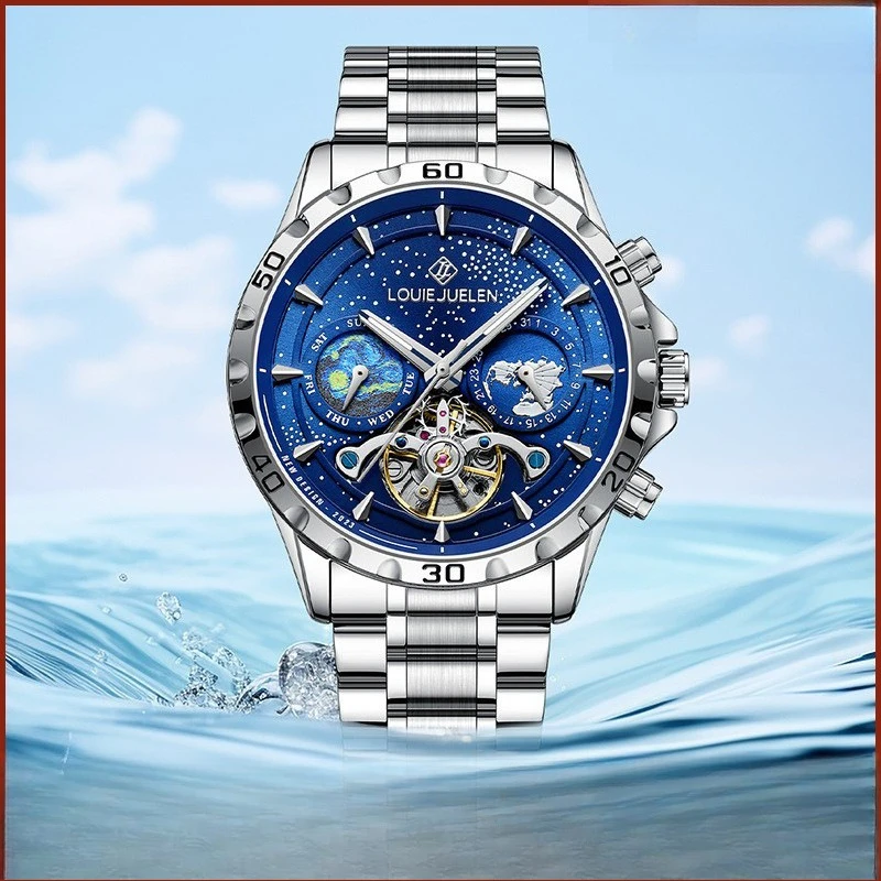 Stainless Steel New Star Sea Tourbillon Luminous Waterproof Self-Wind Automatic Watch for Men