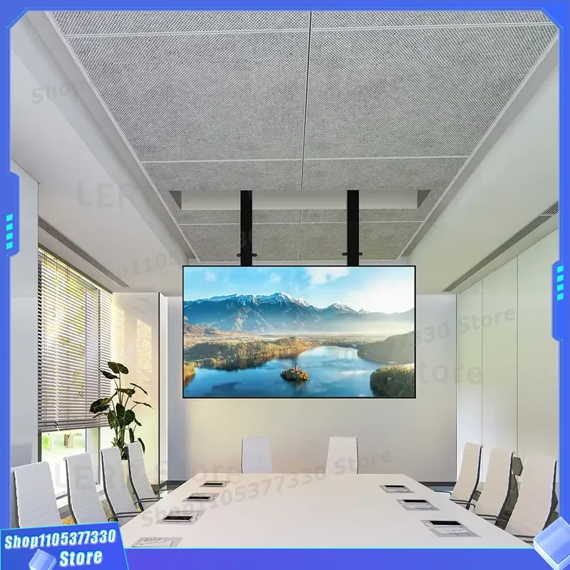 Electric Ceiling TV Lift Motorized Hidden Vertical Retractable Stand Pull Down Rack with Remote Control Height Adjustable for
