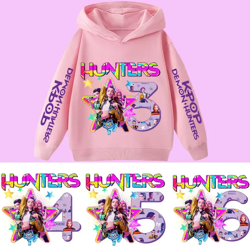 

New Kpop Demon Hunters 1-12 Year Old Girls' Sweatshirt Boys' Casual Shirt Children's Hooded Sweatshirt Autumn/Winter Long Sleeve