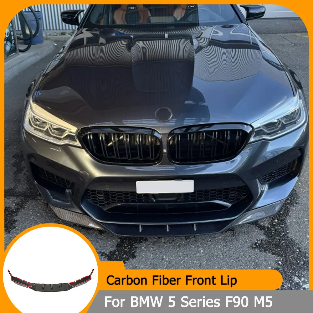 

Car Front Bumper Lip Spoiler Splitters for BMW F90 M5 2018 - 2020 Front Bumper Lip Spoiler Splitters Bumper Guard Carbon Fiber