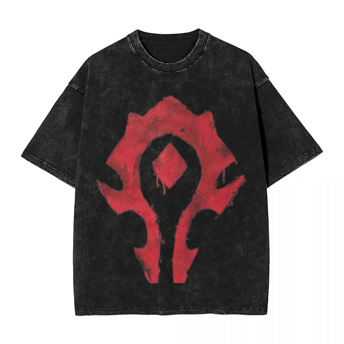 Men World Of Warcraft T Shirts The bloody horde logo Tees Beach Vintage Short Sleeve T-Shirt O Neck Leisure Tee Shirt Cheap