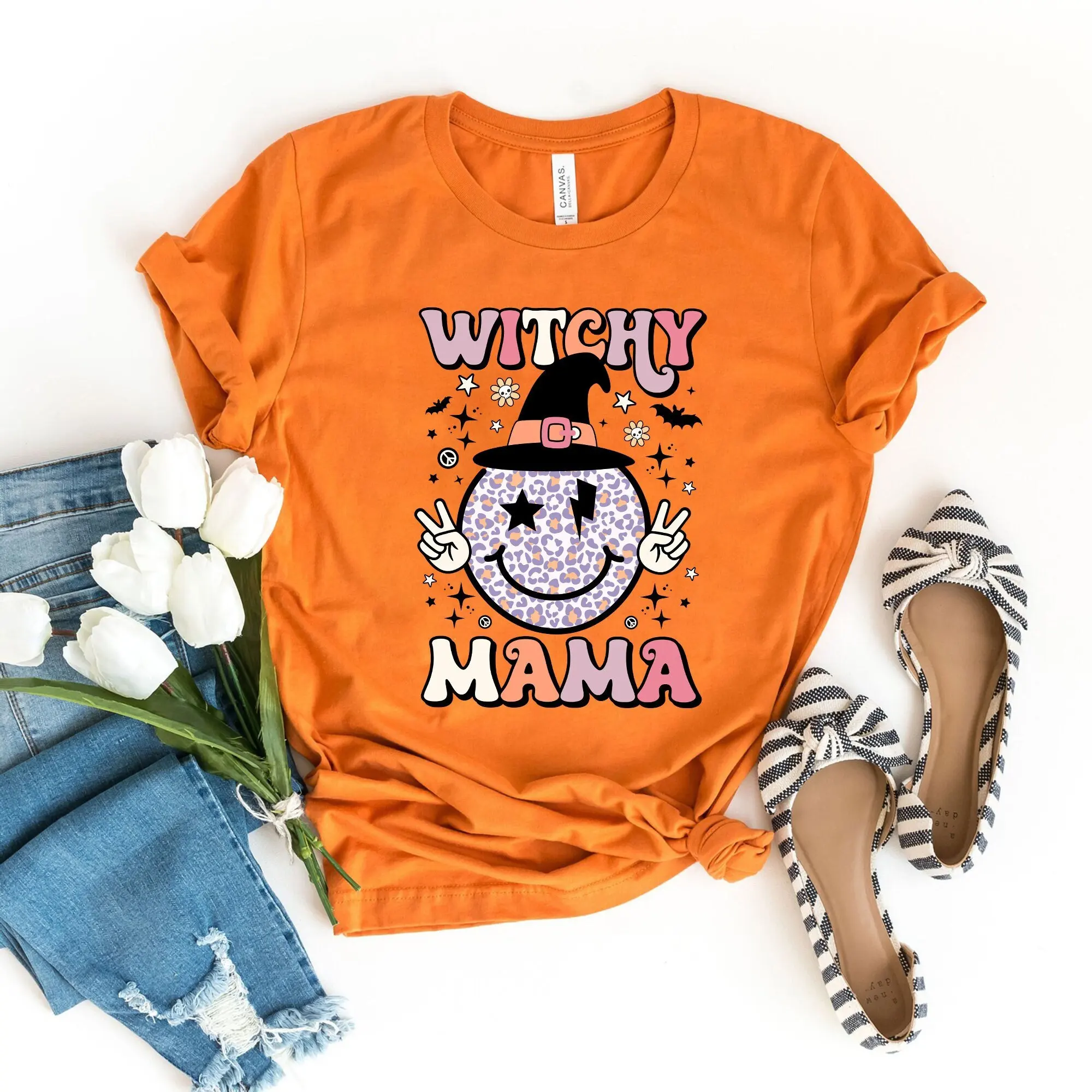 Witchy Mama T Shirt Halloween Mom Cute Witch Fall