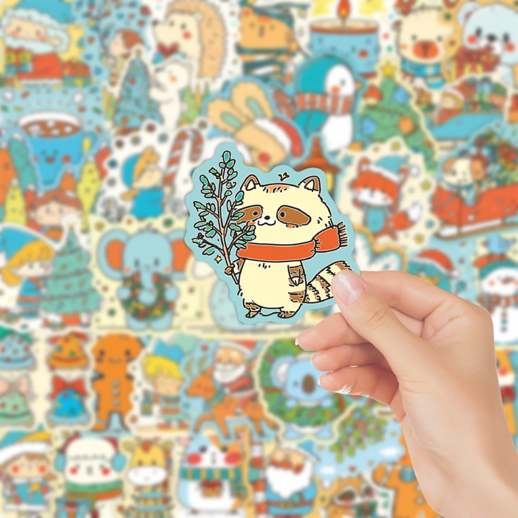 สติกเกอร์ลายกราฟฟิตี้คริสต์มาสสุดน่ารัก 10/50 ชิ้น ของเล่น DIY สร้างสรรค์สำหรับฤดูหนาว ใช้ตกแต่งขวด สมุดภาพ กระเป๋าเดินทาง สไตล์สวยงาม