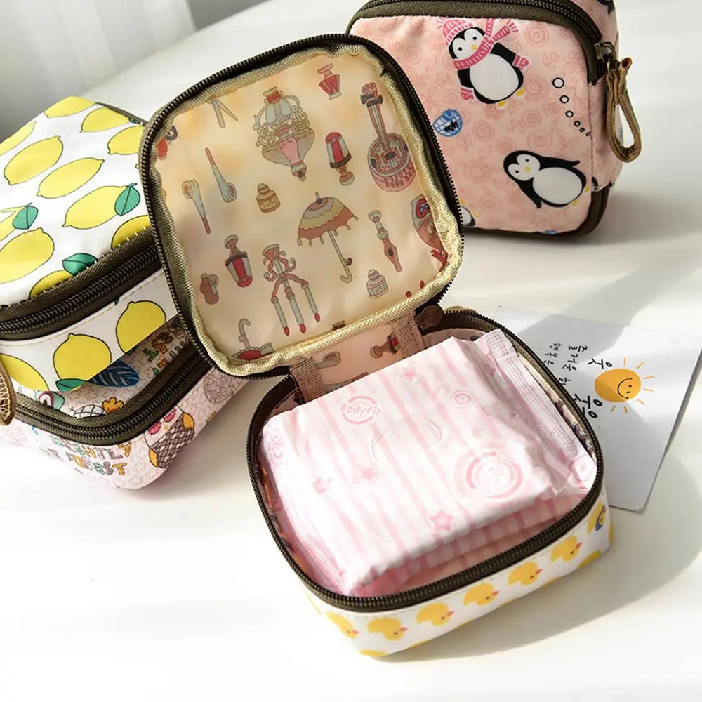 Kawaii Coin Purse Zipper Bag Portable Waterproof Makeup Pouch Sanitary Napkin Storage Bag Sanitary Pad Pouch Cosmetic Bag