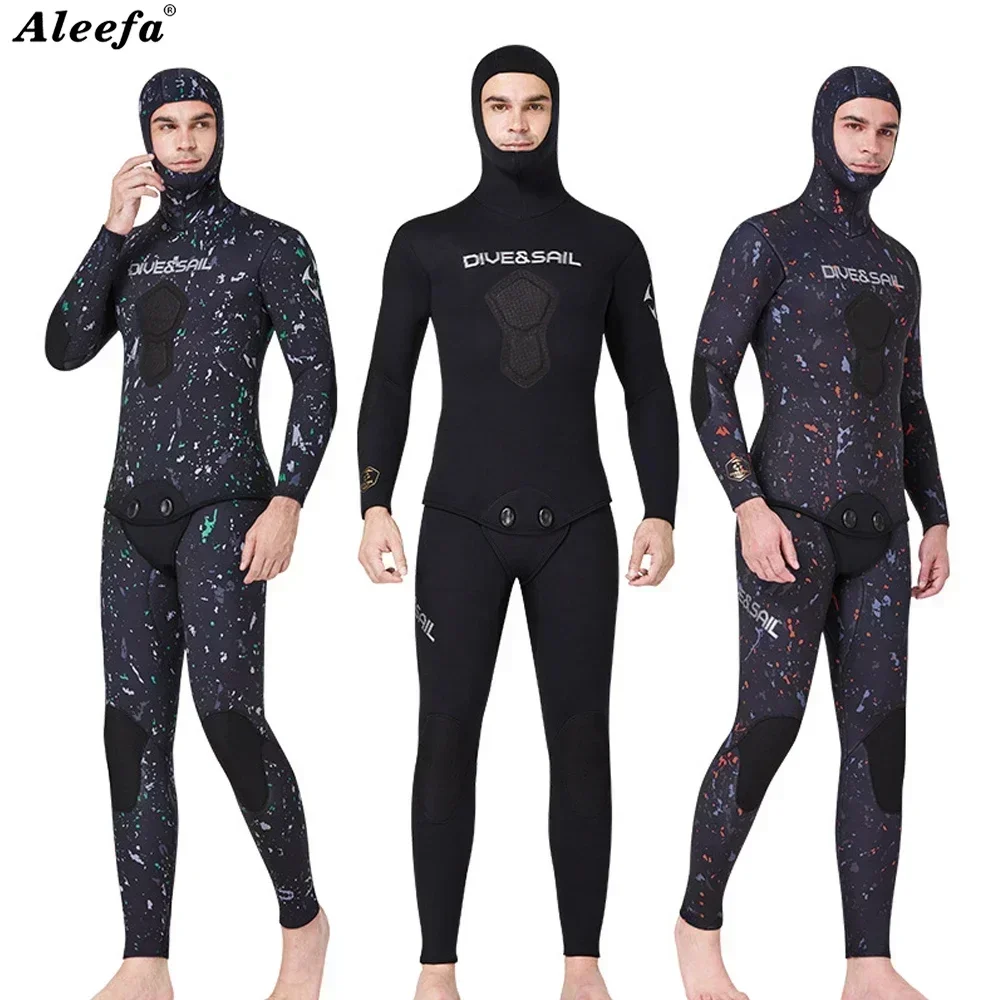 Premium Wetsuit 1.5mm 3mm Men CR Neoprene Open Cell  Spearfishing Diving Suit Camouflage Camo Hooded Free  Scuba Dive