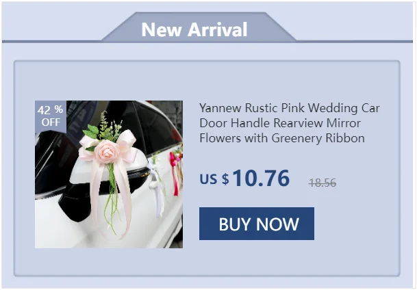 Yannew 6pcs Multi-use Wedding Car Door Handle Decoration Flowers Car Rearview Mirror Flower Just Married Auto Decor Accessories