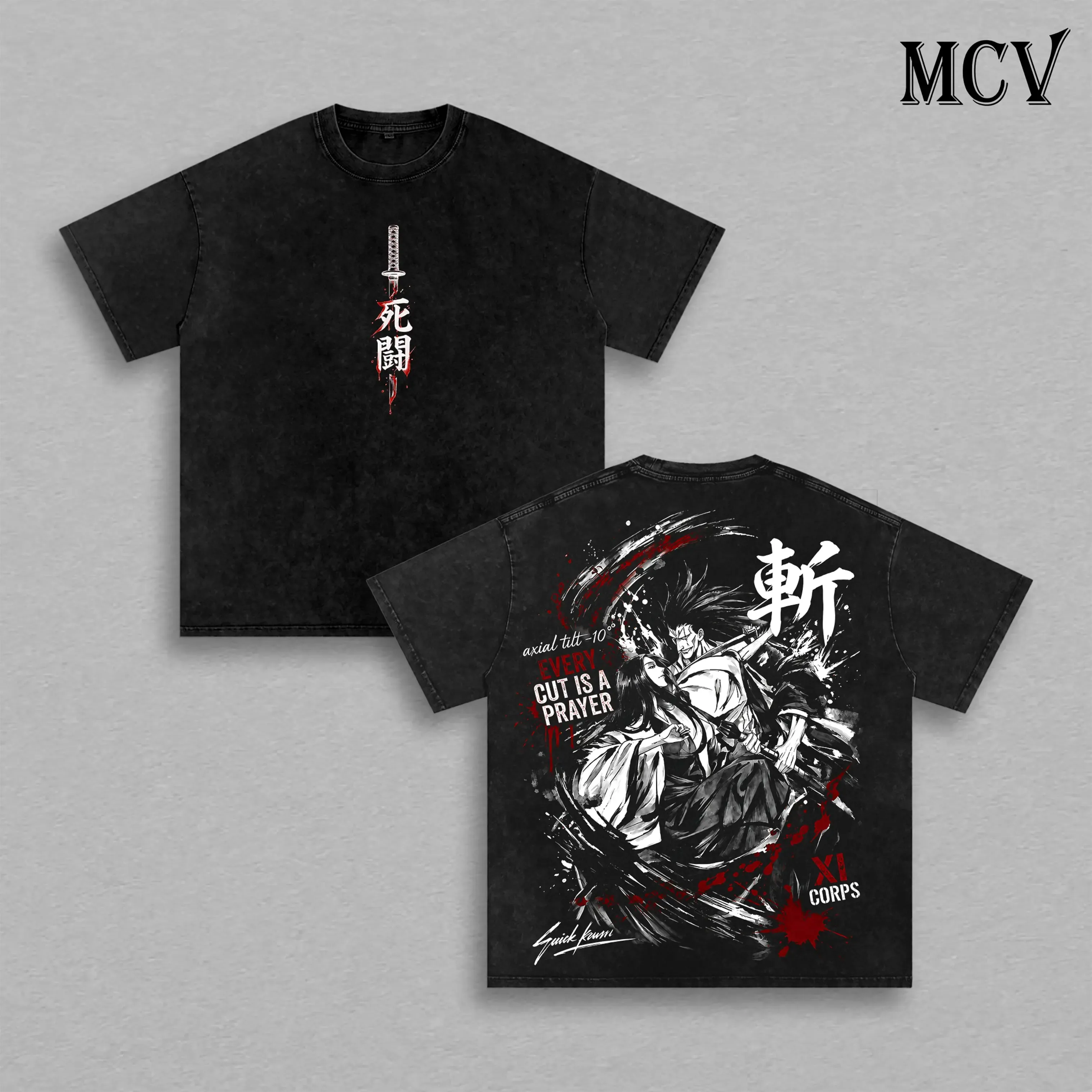 Zaraki Kenpachi BLEACH T-shirt Manga Graphic Vintage Washed T Shirt Men Clothing Summer Harajuku Oversized Cotton Tees Clothes