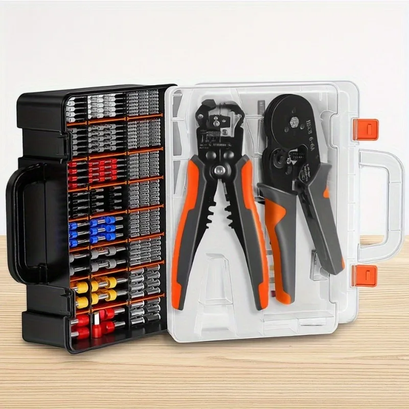 

[Crimping Tools And Wire Strippers And Terminals] HSC8 6-6A AWG 23-10 Self-Adjusting Crimping Tools And 3-In-1 Multi-Function Automatic Wire Strippers | Hexagonal Crimper for Barrel Terminals | Electrician'S Crimping Tool Kit