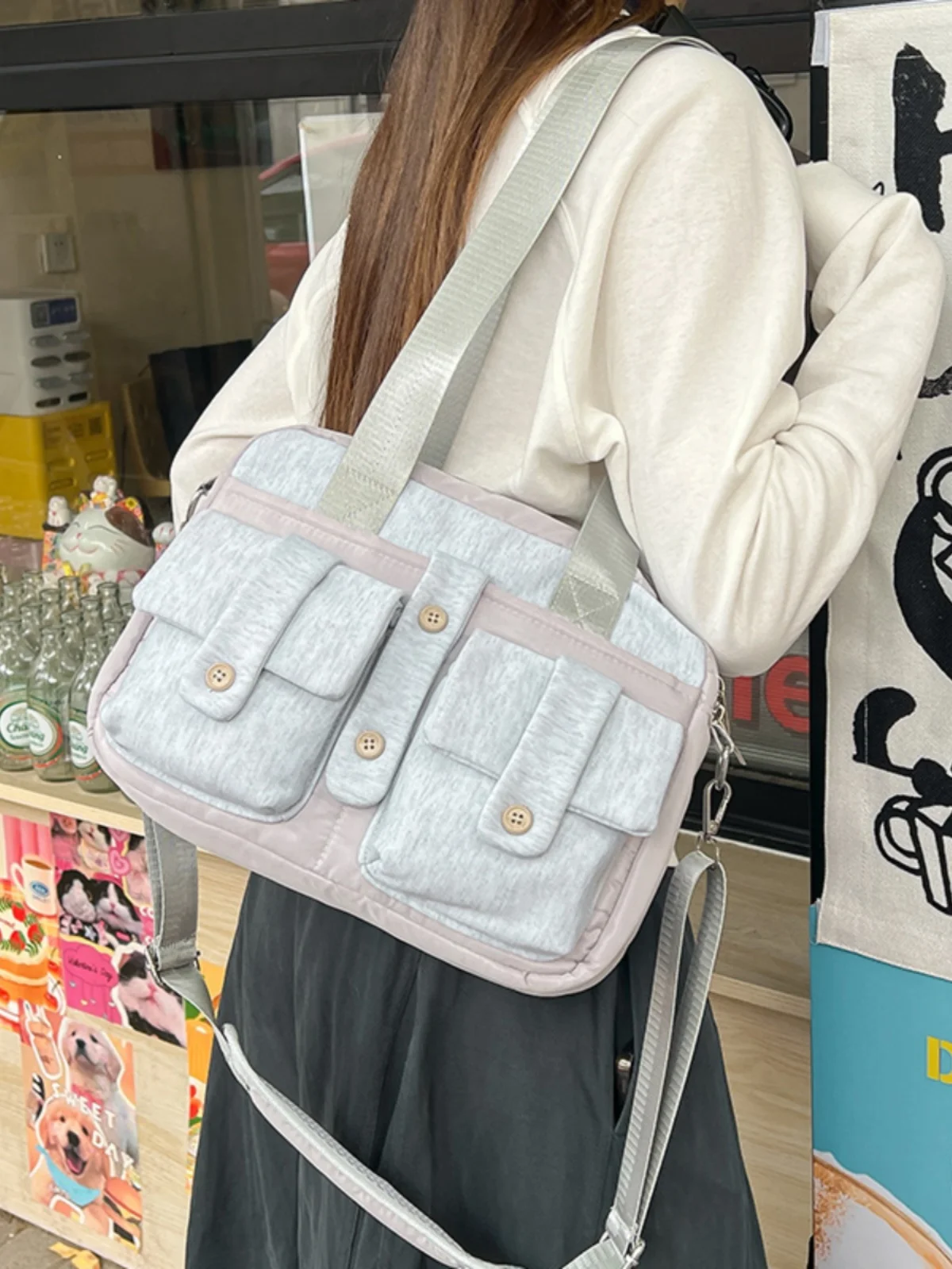 

Модная женская сумка-тоут через плечо с пуговицами, большая вместимость, 2024, новая, повседневная, мягкая, стильная сумка-кроссбоди